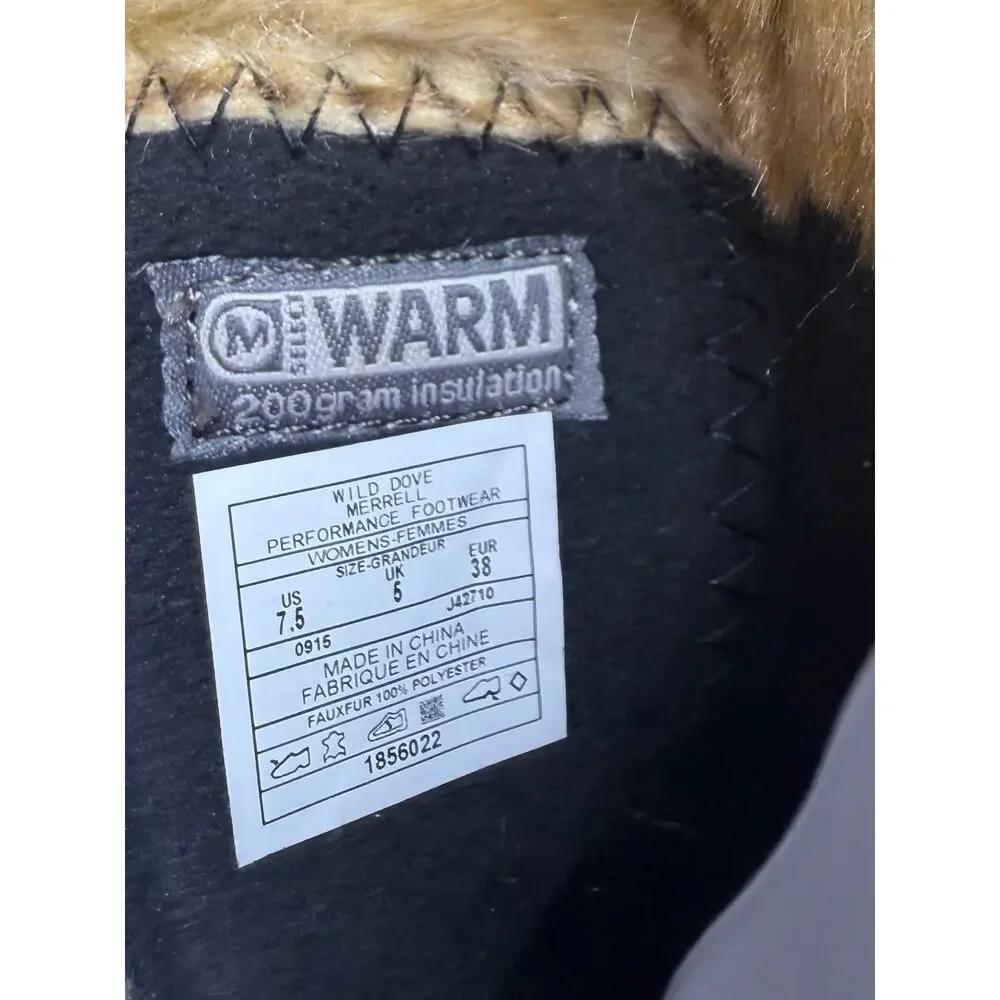 Merrill Decora Chant Waterproof Boots Women’s Sz 7.5 Faux Fur Insulated